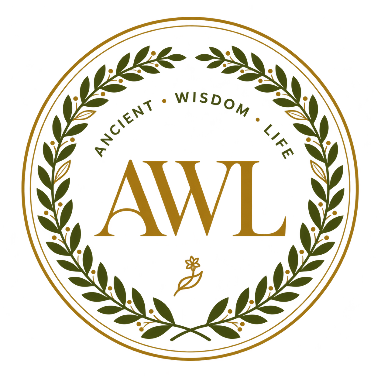 Ancient Wisdom Life Laurel Emblem